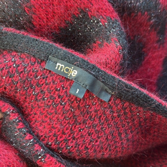 Maje kolette leopard animal print crewneck burgundy mohair blend sweater 1 - S - Picture 3 of 9